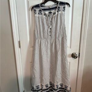 Lucky Brand Navy and White Floral Midi Dress